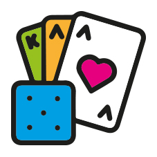 Ilustración de cartas y dados para el curso de juegos y apuestas