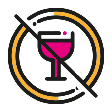Ilustración de una copa tachada para la prevención del consumo de alcohol