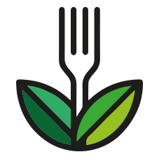 Ilustración de un tenedor y hojas verdes sobre alimentación saludable